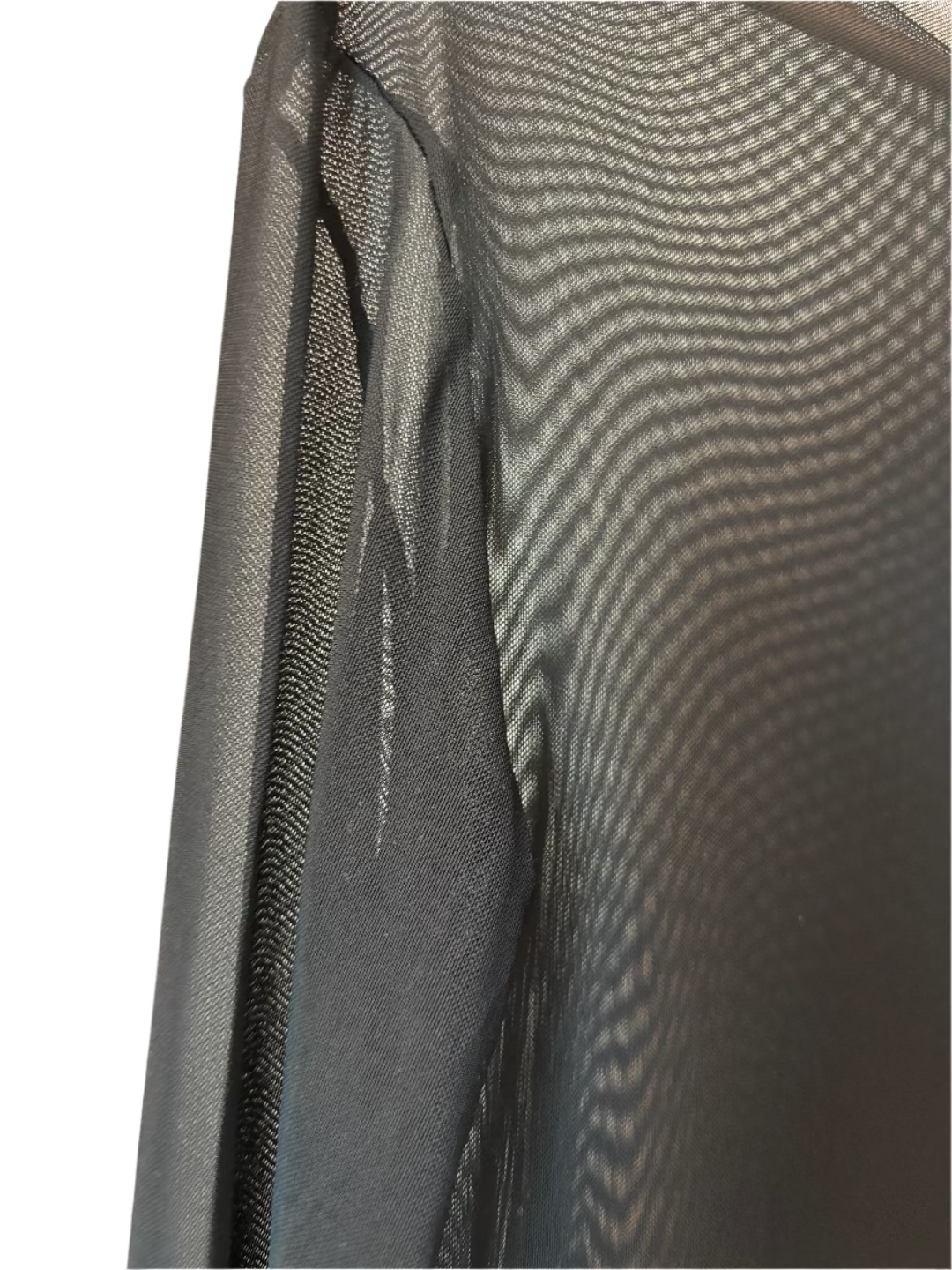 Black Sheet Mesh Long Sleeve Top