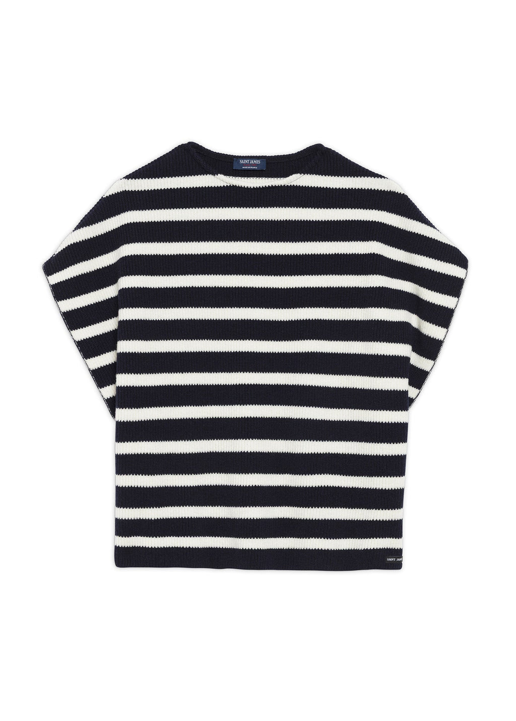 Saint James navy and ivory striped wool poncho - view 2