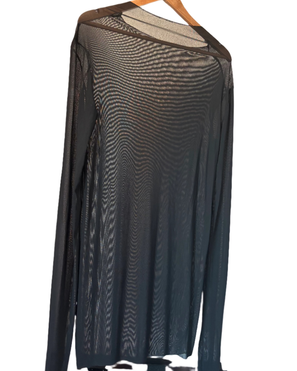 Black Sheet Mesh Long Sleeve Top