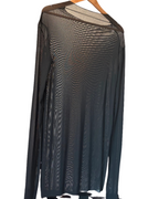 Black Sheet Mesh Long Sleeve Top