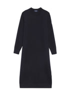 Saint James ASCOU navy rib knit wool sweater dress with pointelle sleeves - view 7