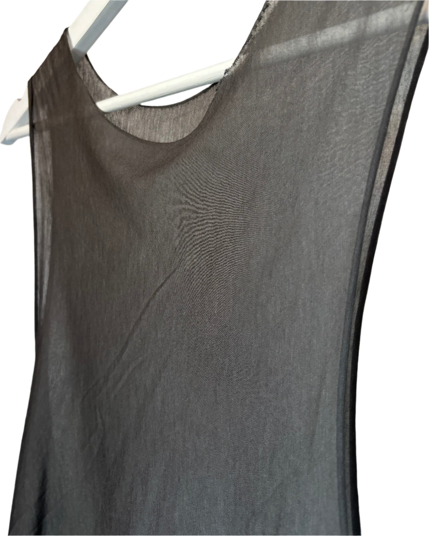 Grey Sheer Knit Tank Muscle Tee