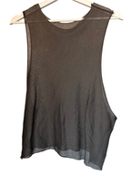 Grey Sheer Knit Tank Muscle Tee