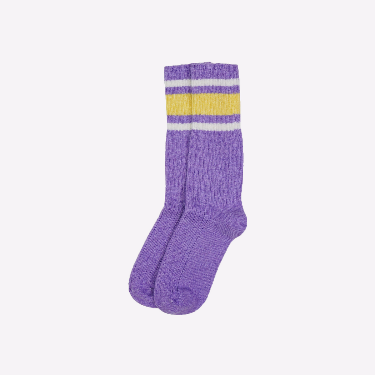 Lavender striped rib knit recycled cashmere blend socks