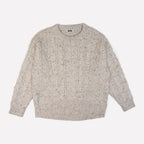 Oversized natural speckle merino cable knit fisherman sweater - view 2