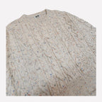 Oversized natural speckle merino cable knit fisherman sweater - view 6