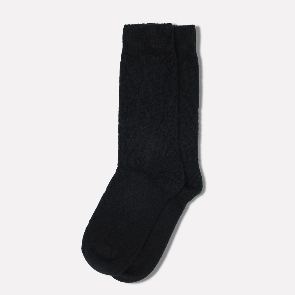 Black quilted recycled cashmere blend socks
