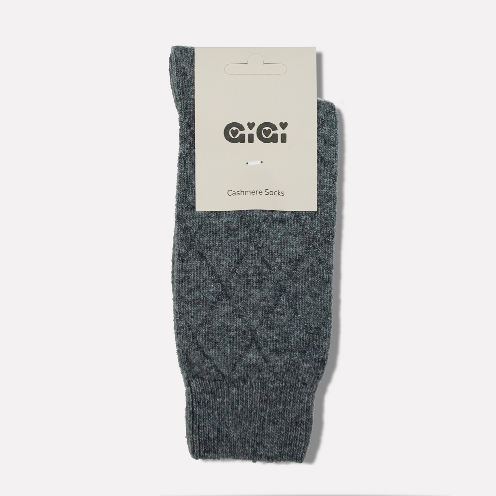 Grey quilted recycled cashmere blend socks - view 2