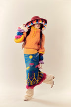 Mediodía Orange Hand-Knit Wool Sweater