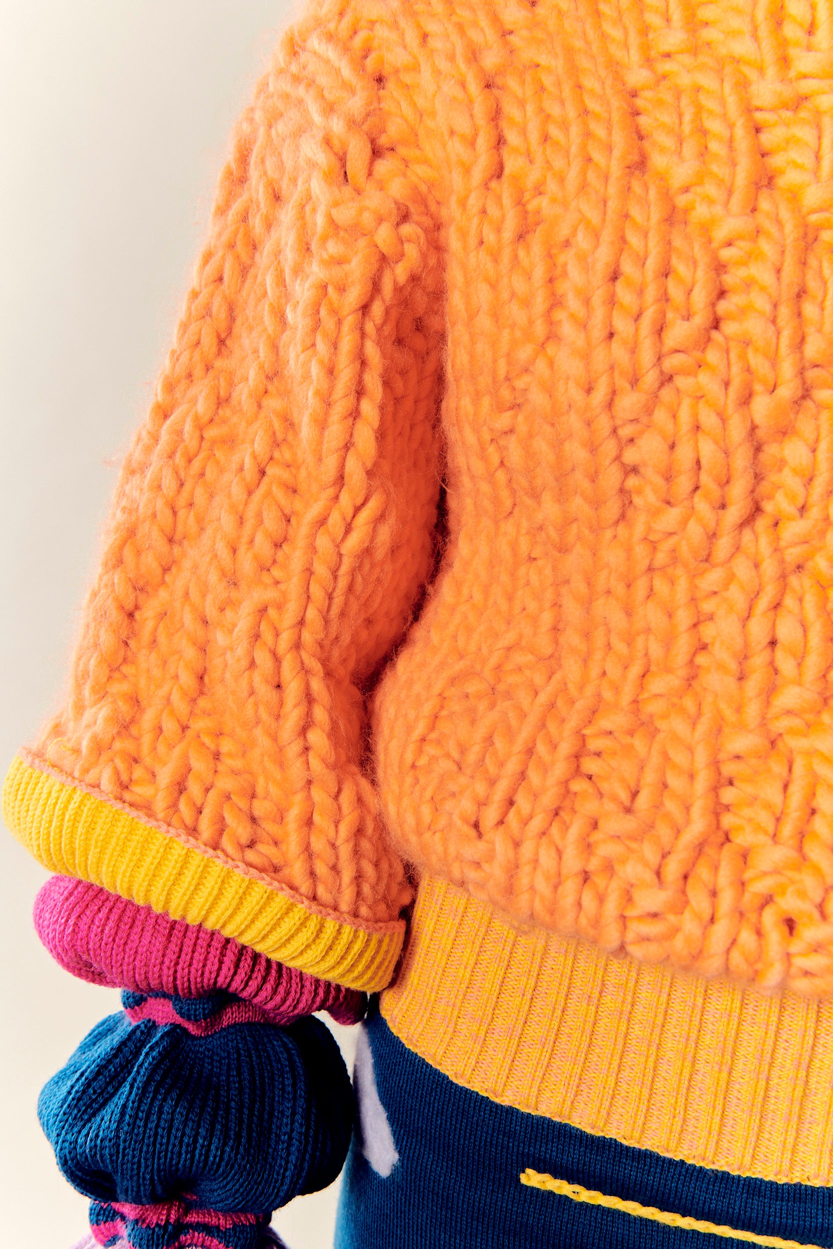 Mediodía Orange Hand-Knit Wool Sweater
