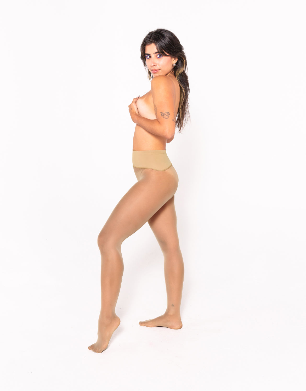 Sheer 02 nude run-resistant tights by Les Belles - view 4