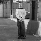 White Leightweight Knit Long Sleeve Top with V-Cut