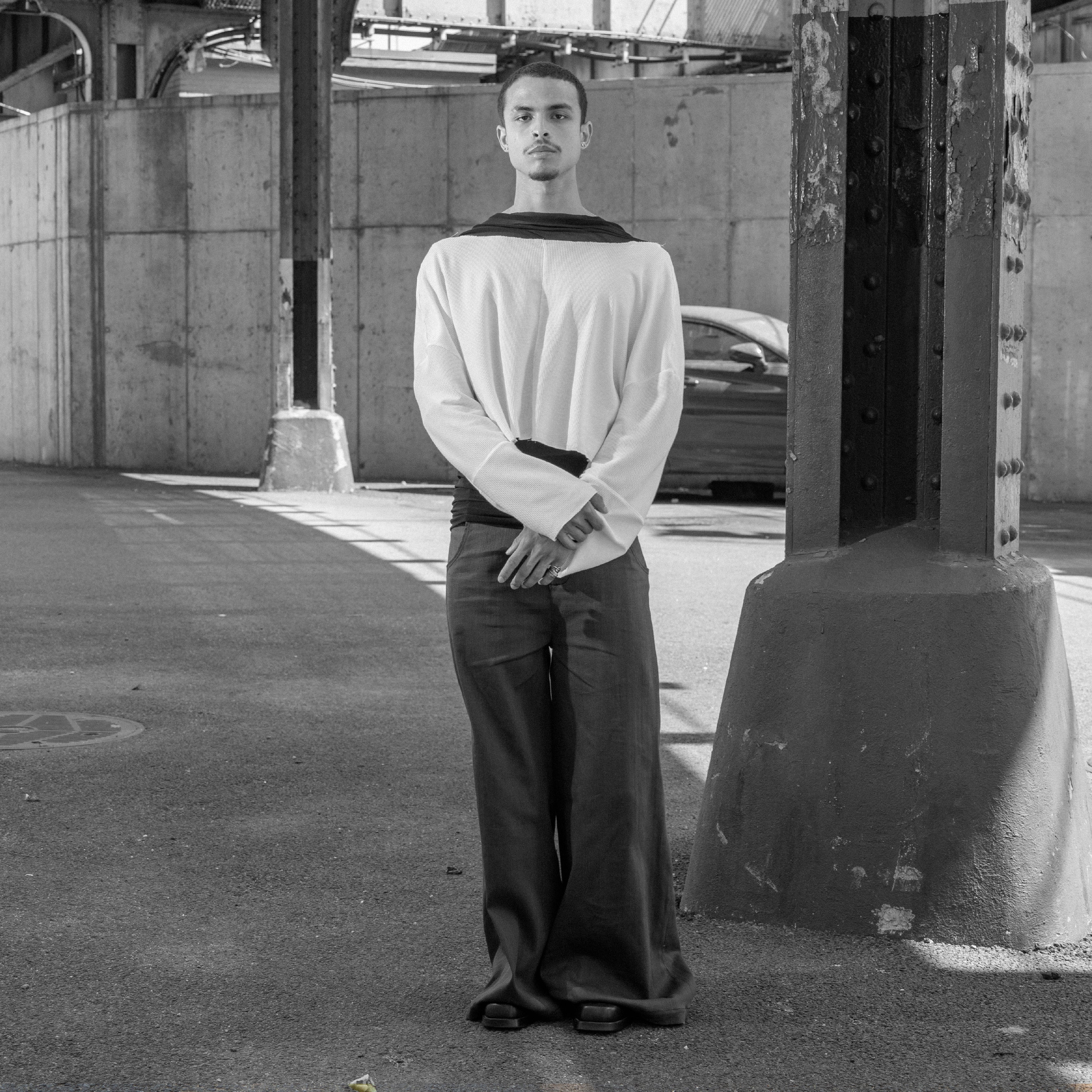 Black Sheet Mesh Long Sleeve Top
