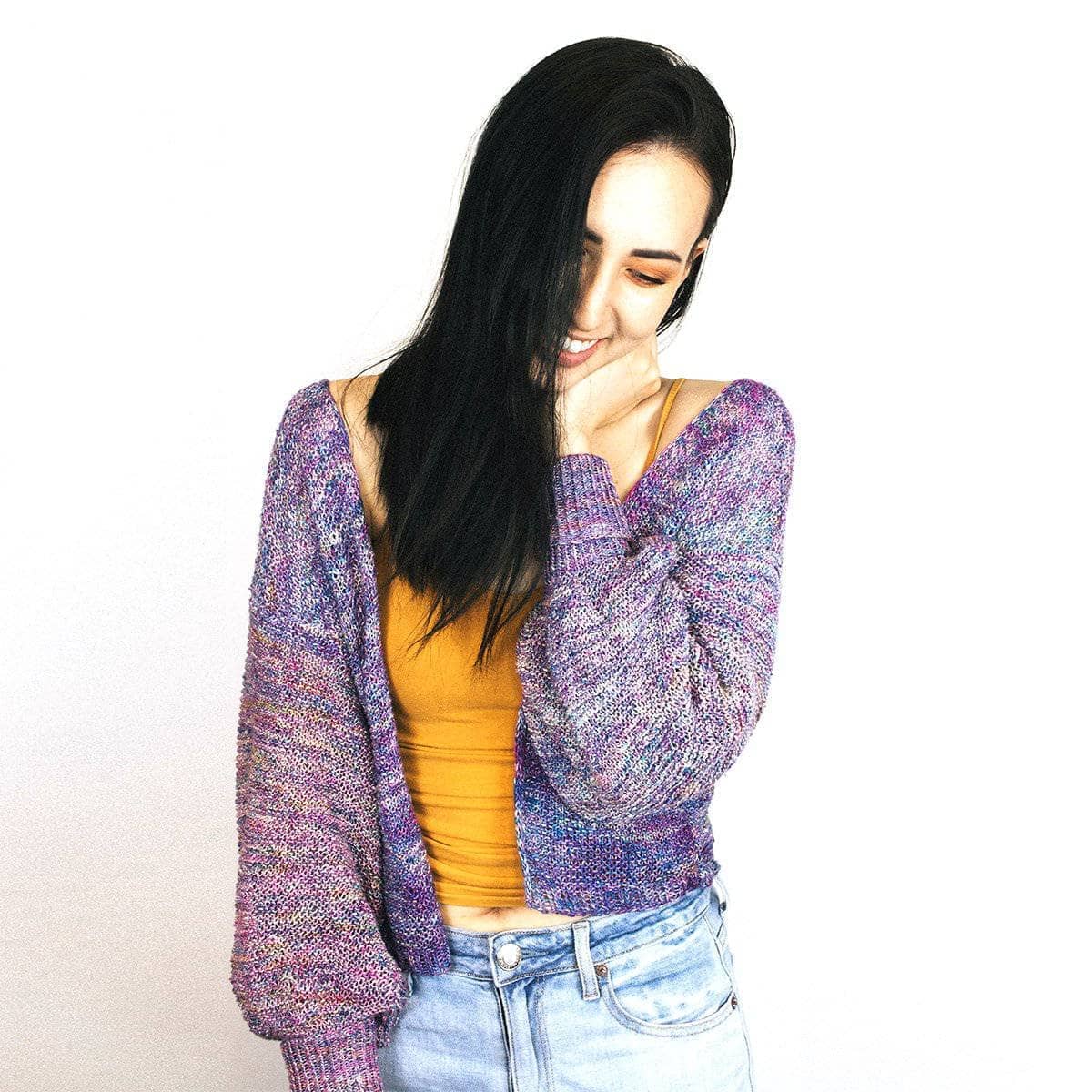 Zephyr Tides open-front cardigan knit in recycled silk lace yarn - view 5