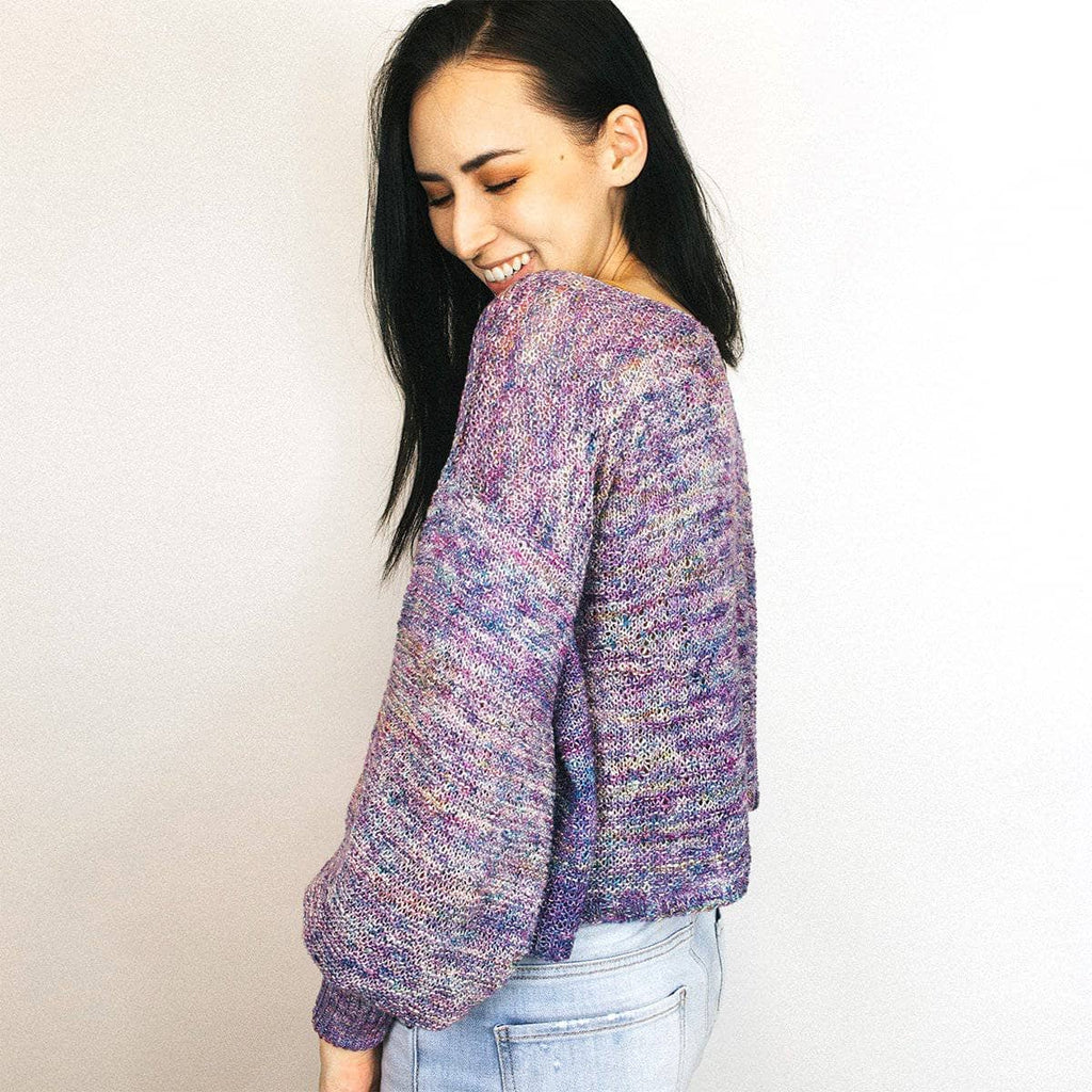 Zephyr Tides open-front cardigan knit in recycled silk lace yarn - view 3